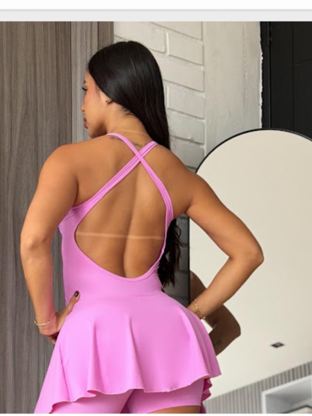 Open-Back Pink Fit & Flare Dress
